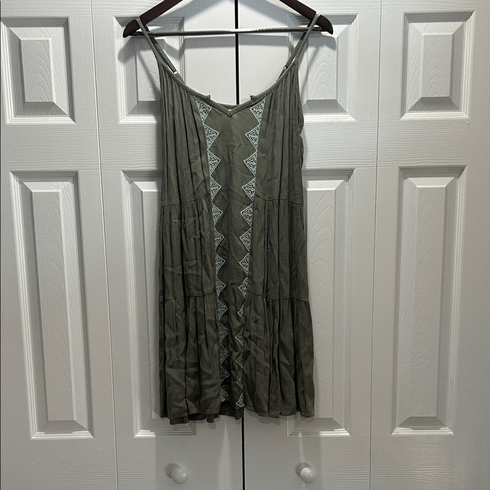 Mudd Olive Green Tunic Dress with Lace Accents